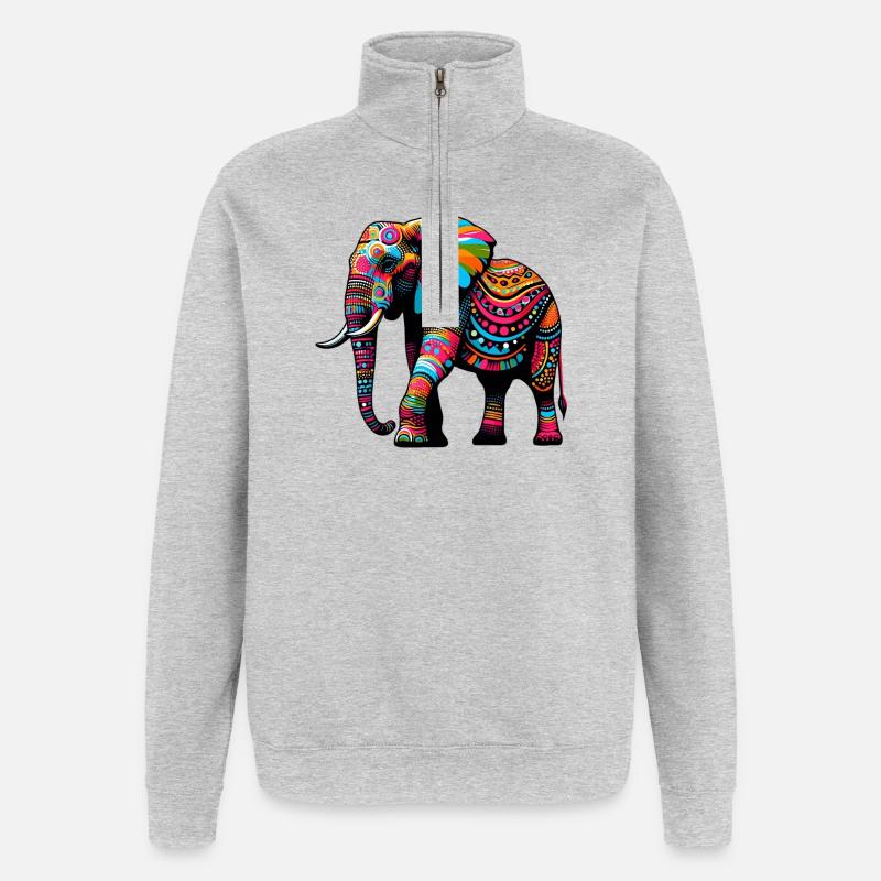 Elefant - Quarter-Zip-Sweatshirt - Grau meliert