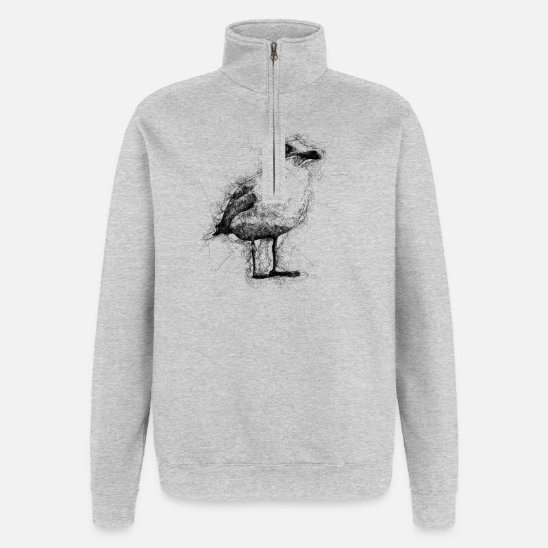 Möwe - Quarter-Zip-Sweatshirt - Grau meliert
