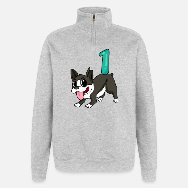 Numéro 1 Numéro Un - Sweat à zip 1/4 - gris chiné