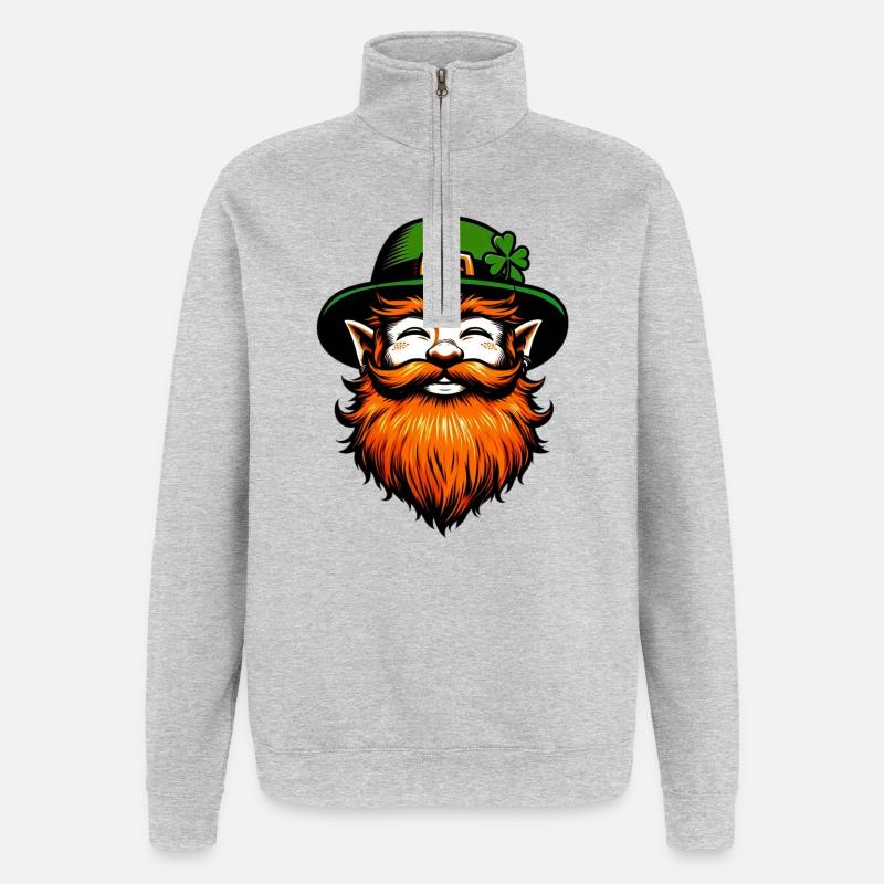 Irischer Kobold Irland - Quarter-Zip-Sweatshirt - Grau meliert