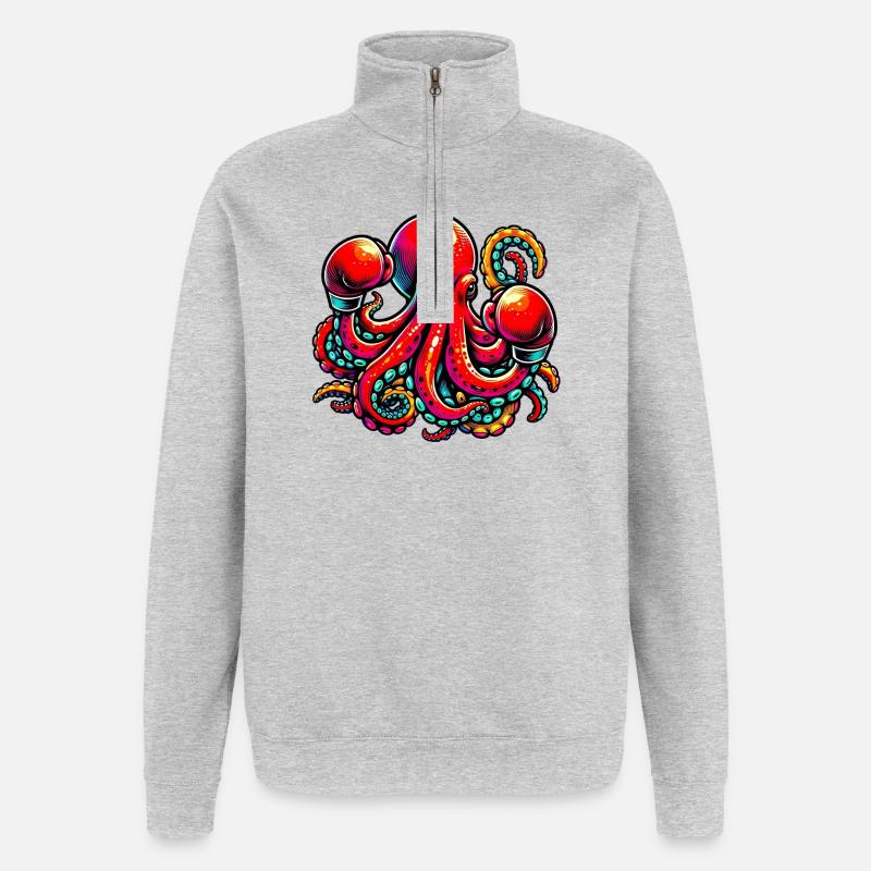 Krake - Quarter-Zip-Sweatshirt - Grau meliert