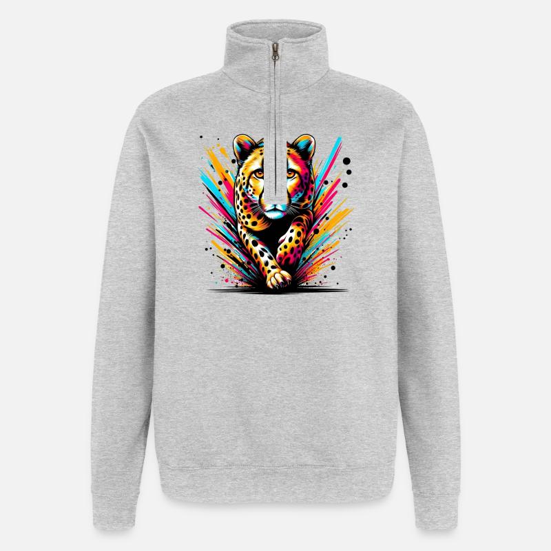 Gepard - Quarter-Zip-Sweatshirt - Grau meliert
