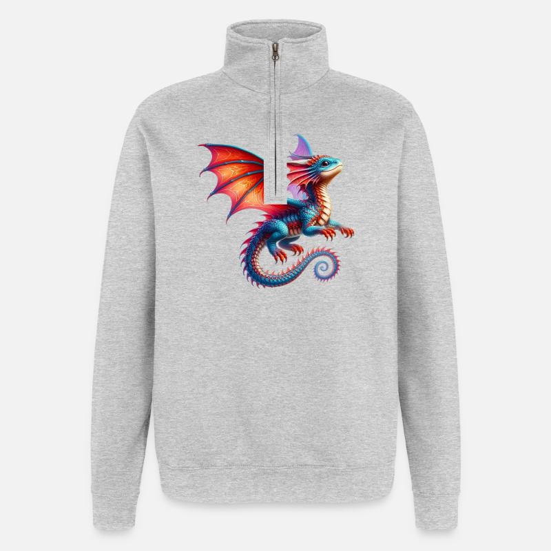 Dragon - Quarter-Zip Sweatshirt - heather grey