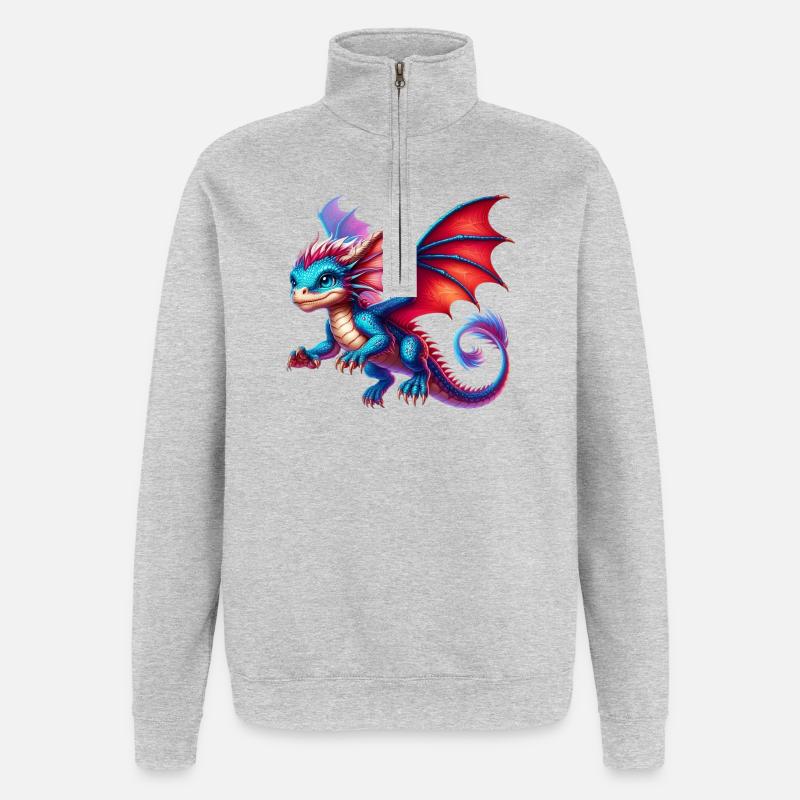 Dragon - Quarter-Zip Sweatshirt - heather grey
