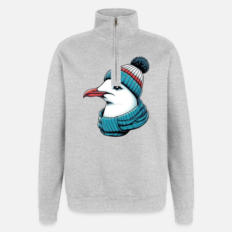 Möwe - Quarter-Zip-Sweatshirt - Grau meliert