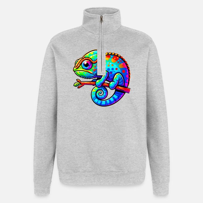 Caméléon - Sweat à zip 1/4 - gris chiné