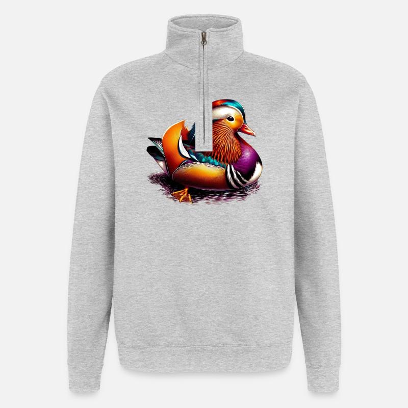 Mandarinente - Quarter-Zip-Sweatshirt - Grau meliert