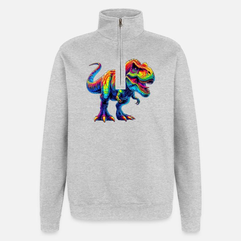 Dinosaur - Quarter-Zip Sweatshirt - heather grey