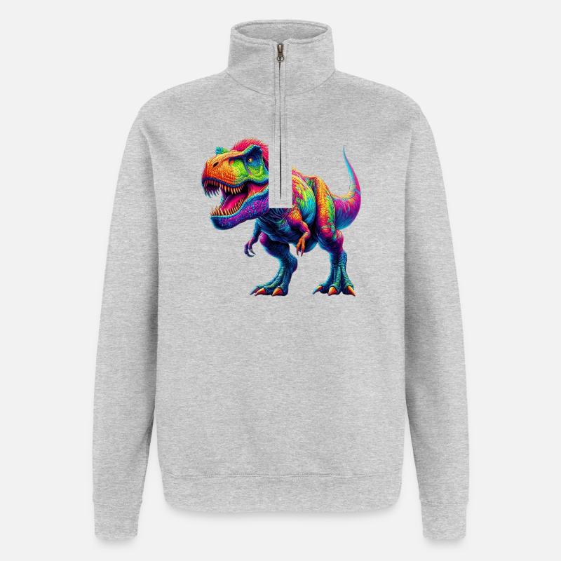 Dinosaur - Quarter-Zip Sweatshirt - heather grey