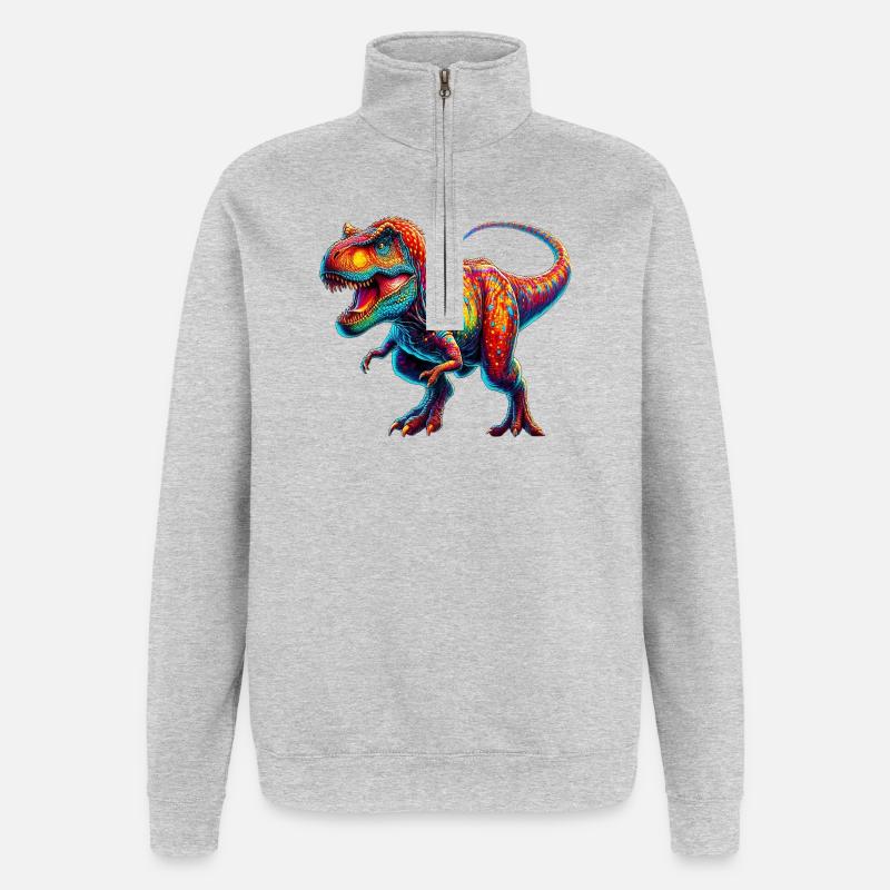 Dinosaurier - Quarter-Zip-Sweatshirt - Grau meliert