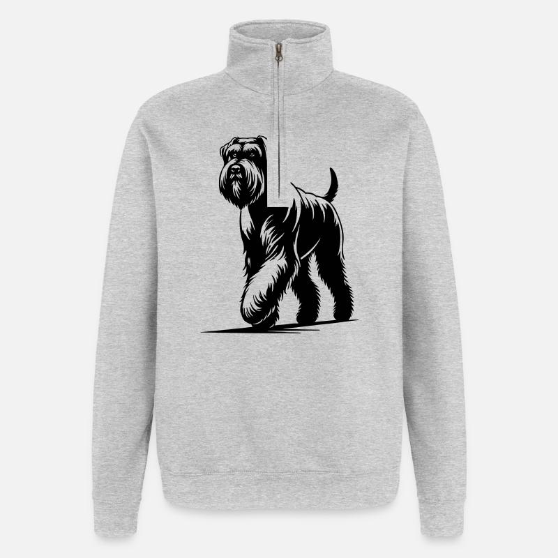Schnauzer géant - Sweat à zip 1/4 - gris chiné