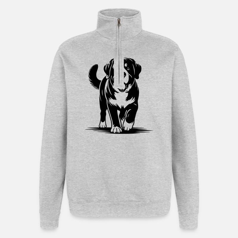 Bouvier suisse - Sweat à zip 1/4 - gris chiné
