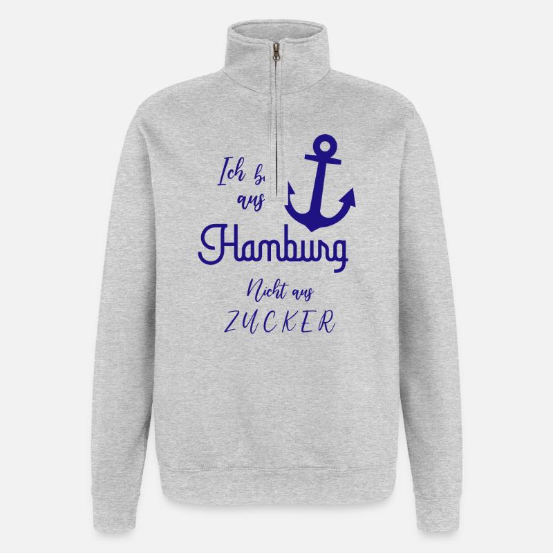 Hamburg - Quarter-Zip-Sweatshirt - Grau meliert