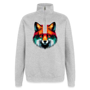 Fox - Quarter-Zip Sweatshirt - heather grey - Front - AI Model Female 172 light (172cm) & AI Model Male 178 dark (178cm)