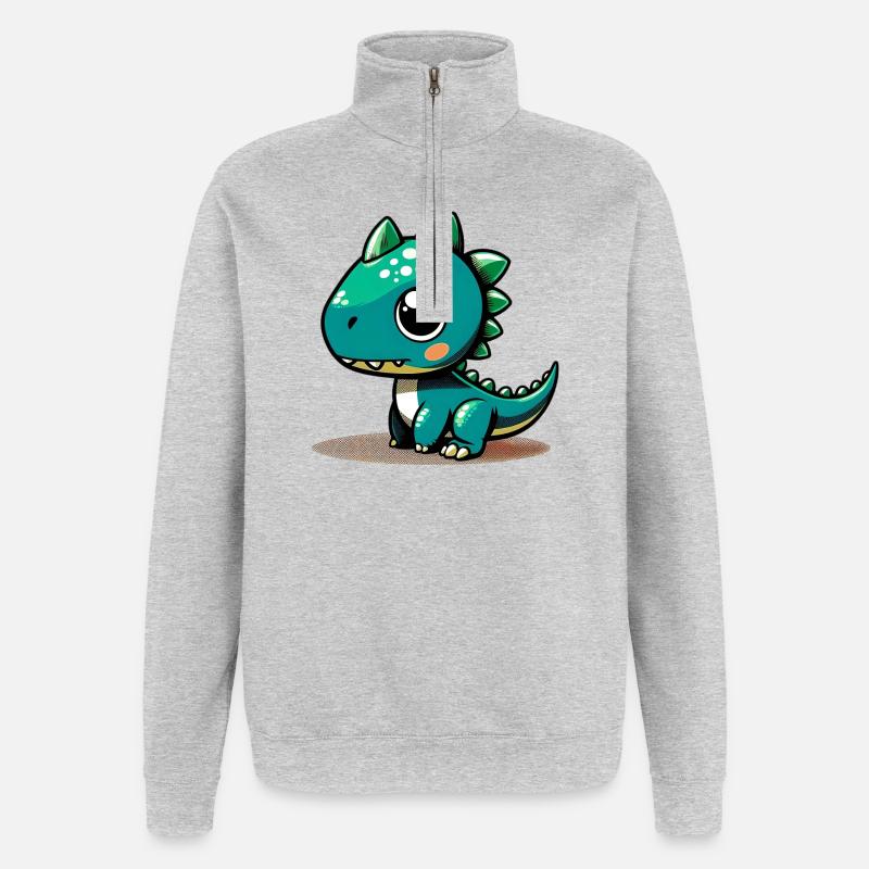 Dinosaurier - Quarter-Zip-Sweatshirt - Grau meliert