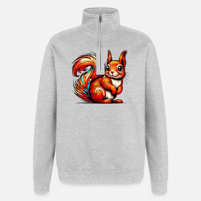 Eichhörnchen - Quarter-Zip-Sweatshirt - Grau meliert