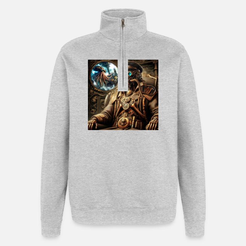 Capitaine Nemo Steampunk - Sweat à zip 1/4 - gris chiné