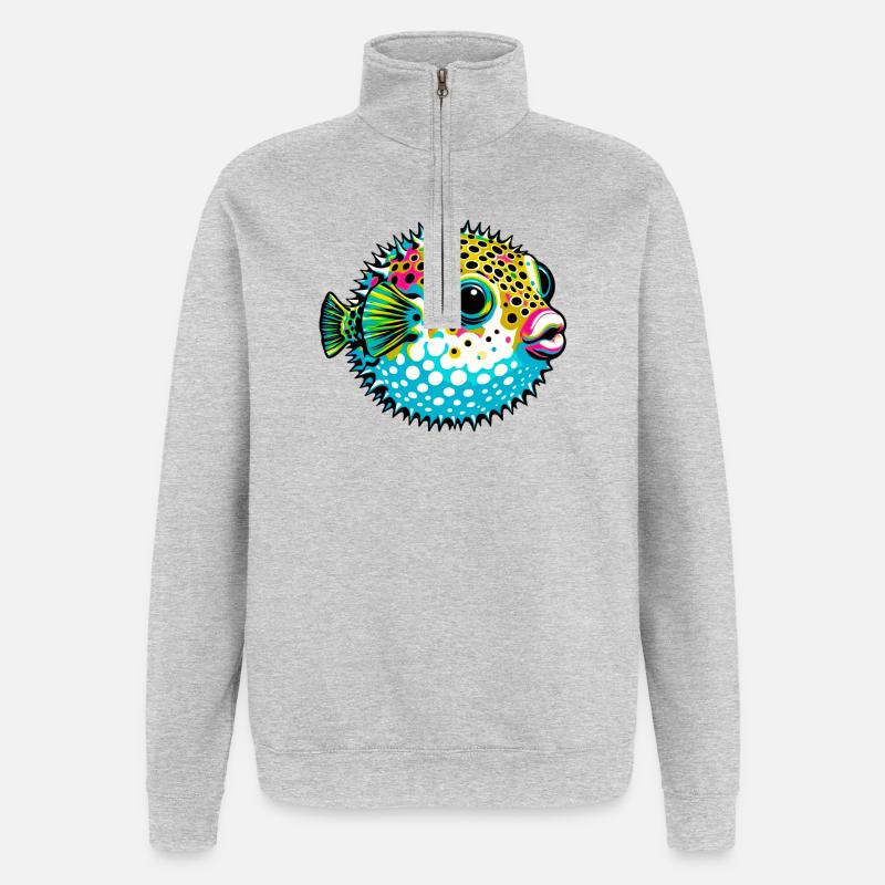 Kugelfisch - Quarter-Zip-Sweatshirt - Grau meliert