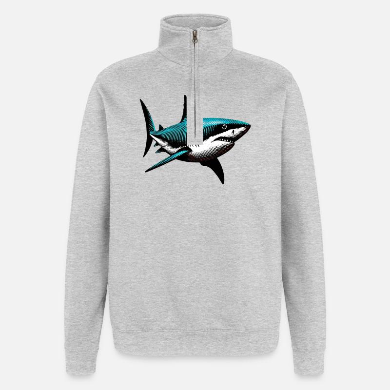 Requin - Sweat à zip 1/4 - gris chiné