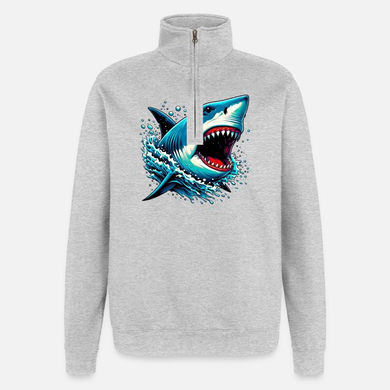 Requin - Sweat à zip 1/4 - gris chiné
