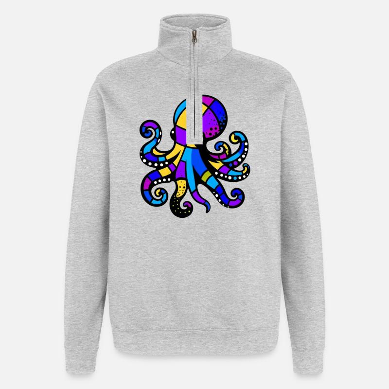 Krake - Quarter-Zip-Sweatshirt - Grau meliert