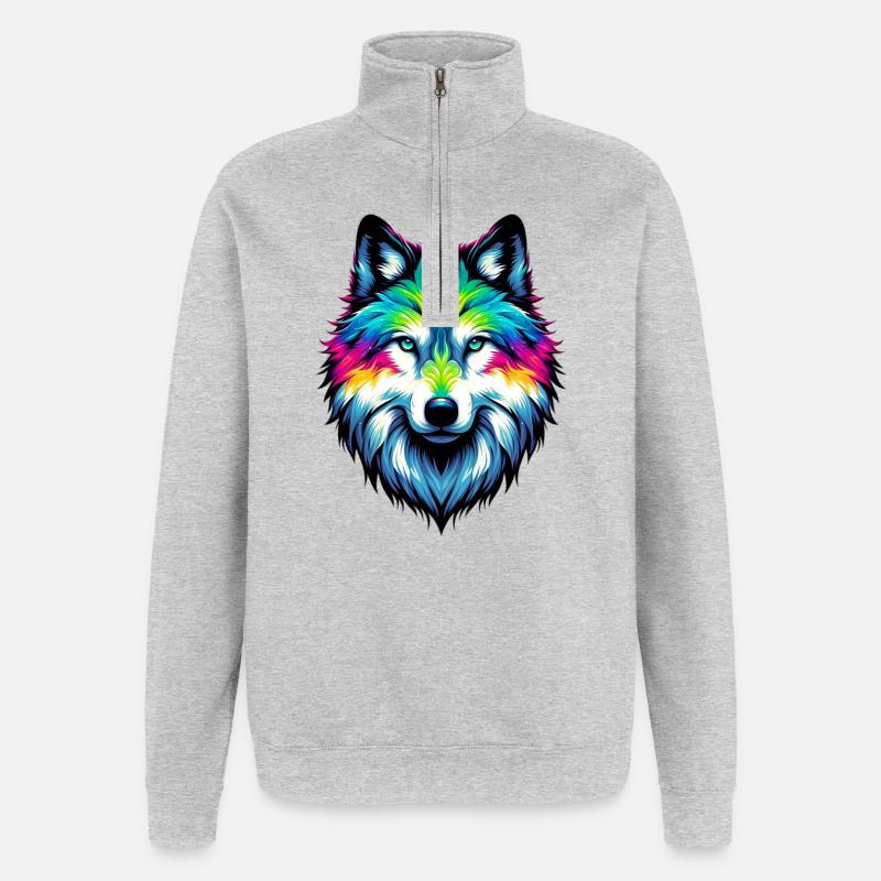 Loup - Sweat à zip 1/4 - gris chiné