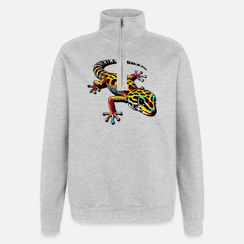 Gecko - Sweat à zip 1/4 - gris chiné
