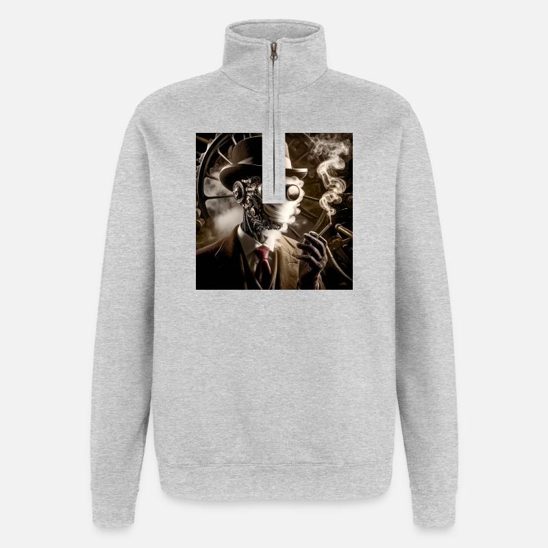 Unsichtbarer Mann Steampunk - Quarter-Zip-Sweatshirt - Grau meliert