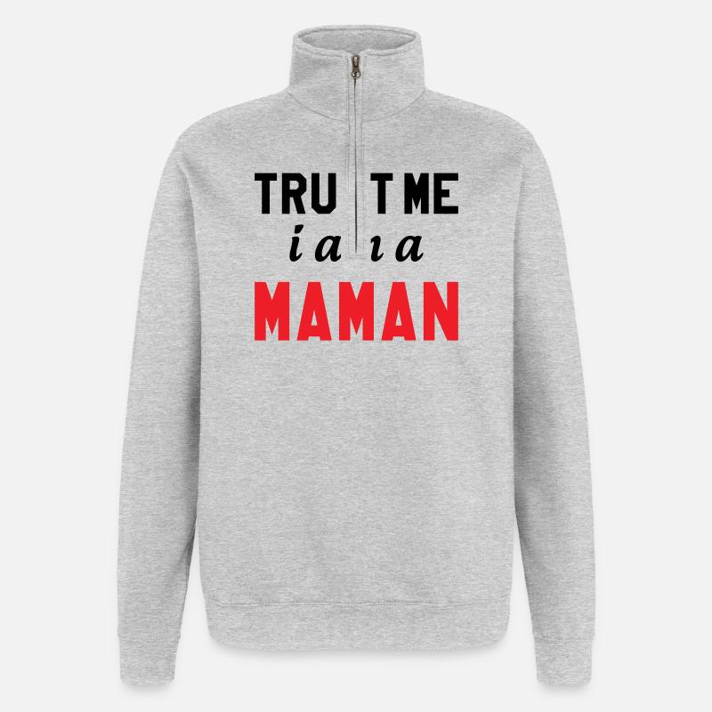 Trust me I am Maman - Quarter-Zip Sweatshirt - heather grey