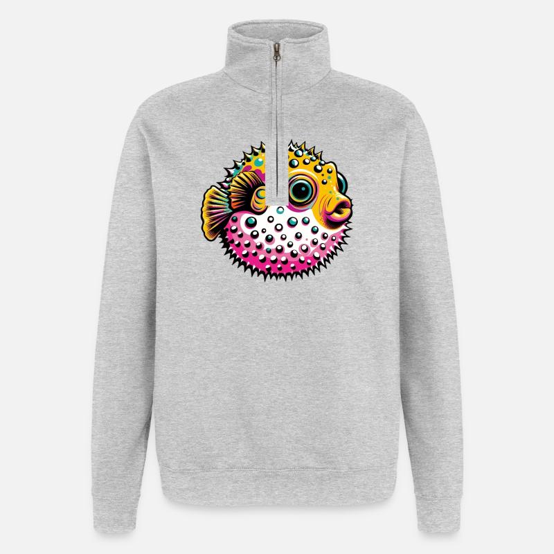 Kugelfisch - Quarter-Zip-Sweatshirt - Grau meliert