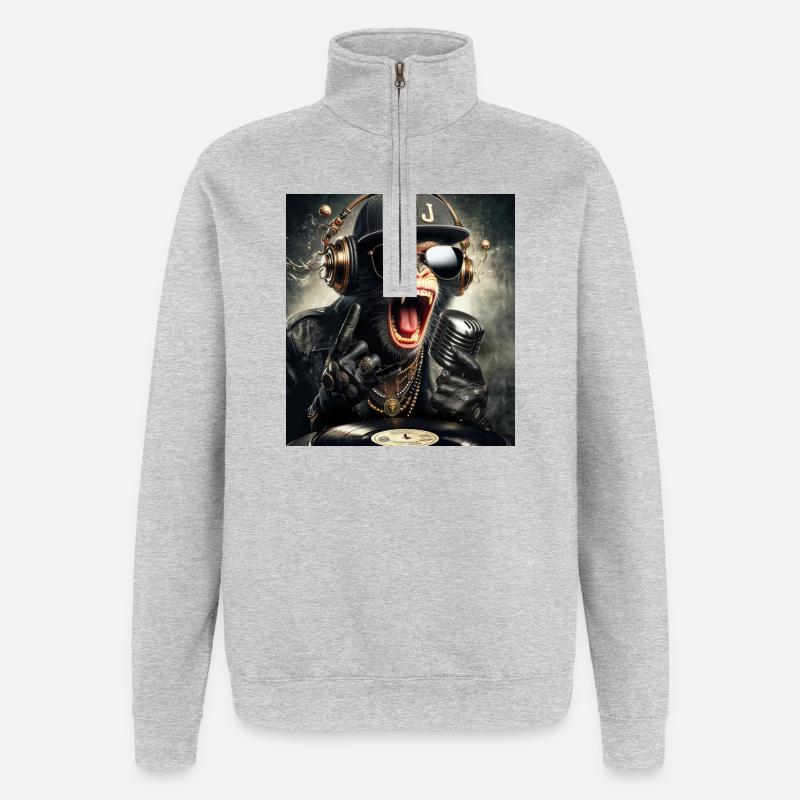 DJ Affe - Quarter-Zip-Sweatshirt - Grau meliert