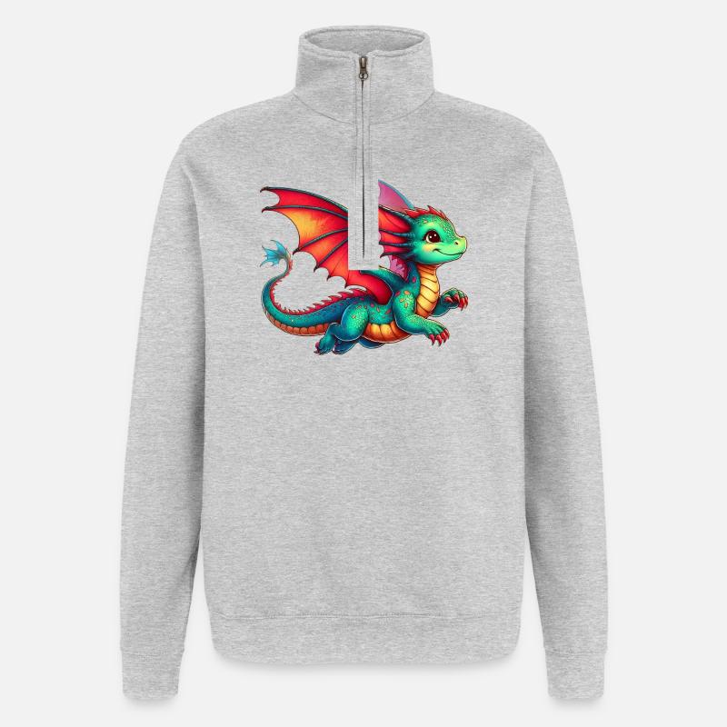 Dragon - Sweat à zip 1/4 - gris chiné