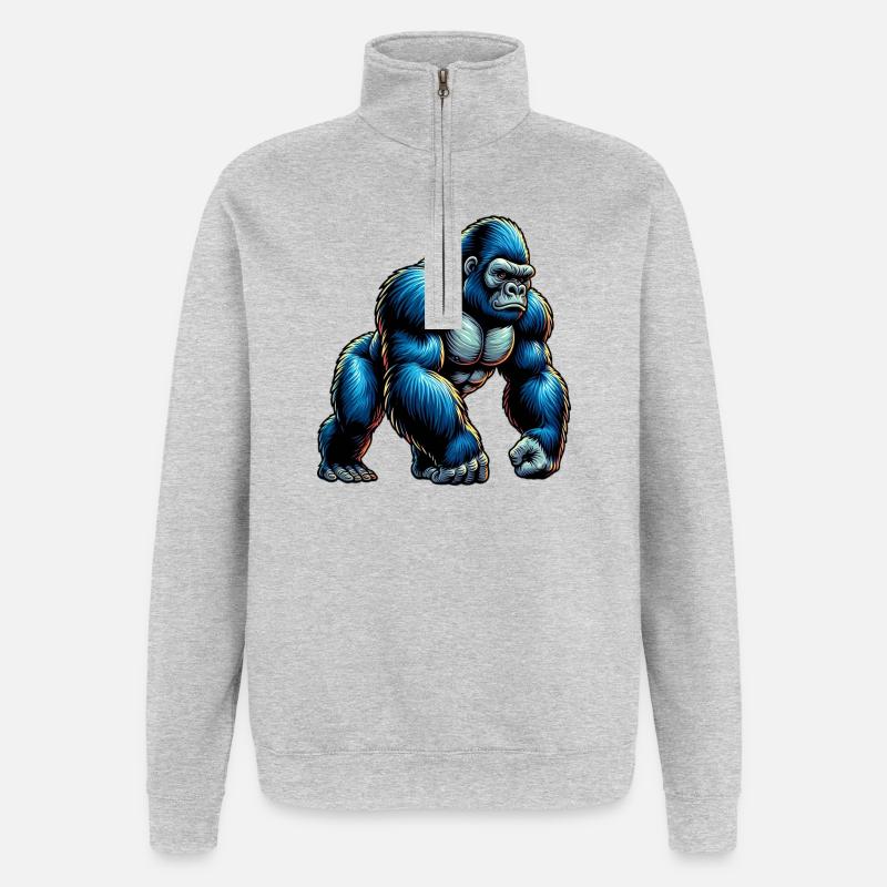Gorille - Sweat à zip 1/4 - gris chiné