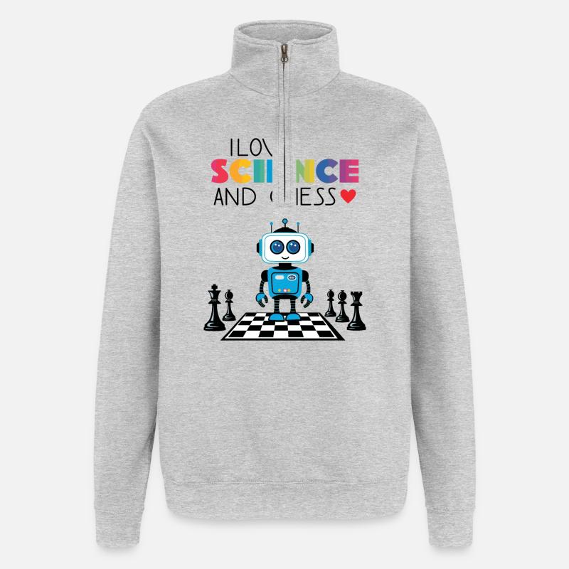 Science et échecs - Sweat à zip 1/4 - gris chiné