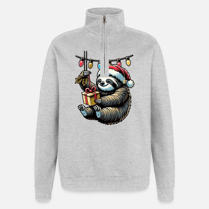 Slowly Christmas! - Quarter-Zip-Sweatshirt - Grau meliert