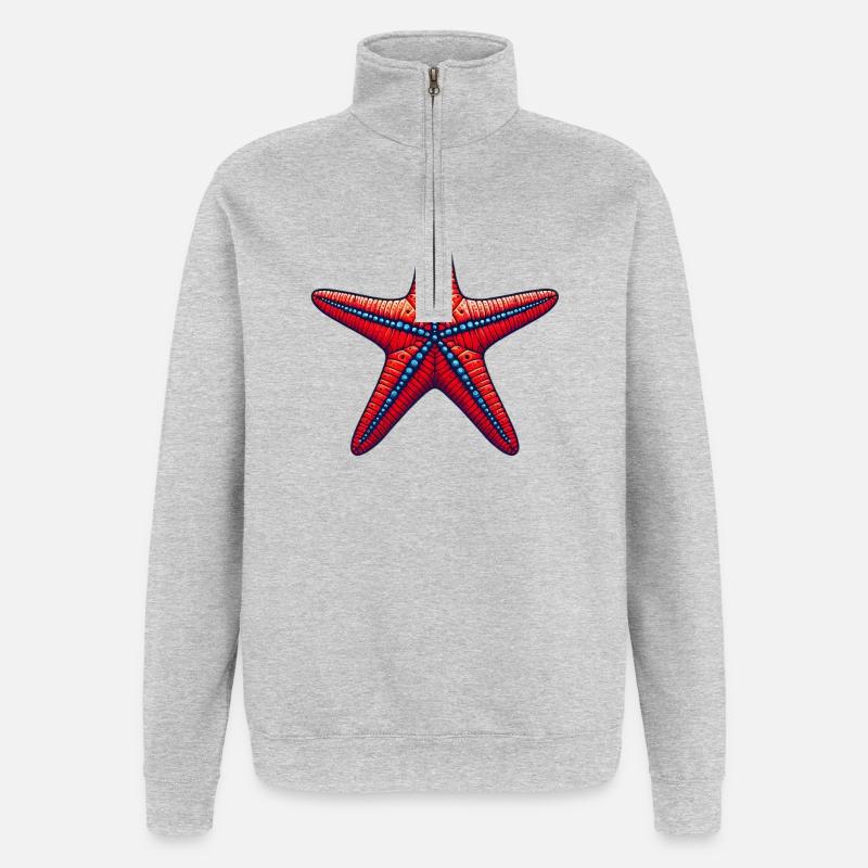 Étoile de mer - Sweat à zip 1/4 - gris chiné