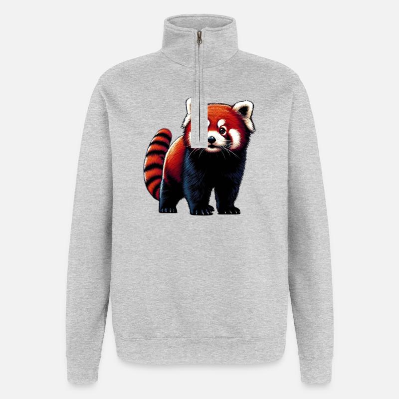 Kleiner Panda - Quarter-Zip-Sweatshirt - Grau meliert
