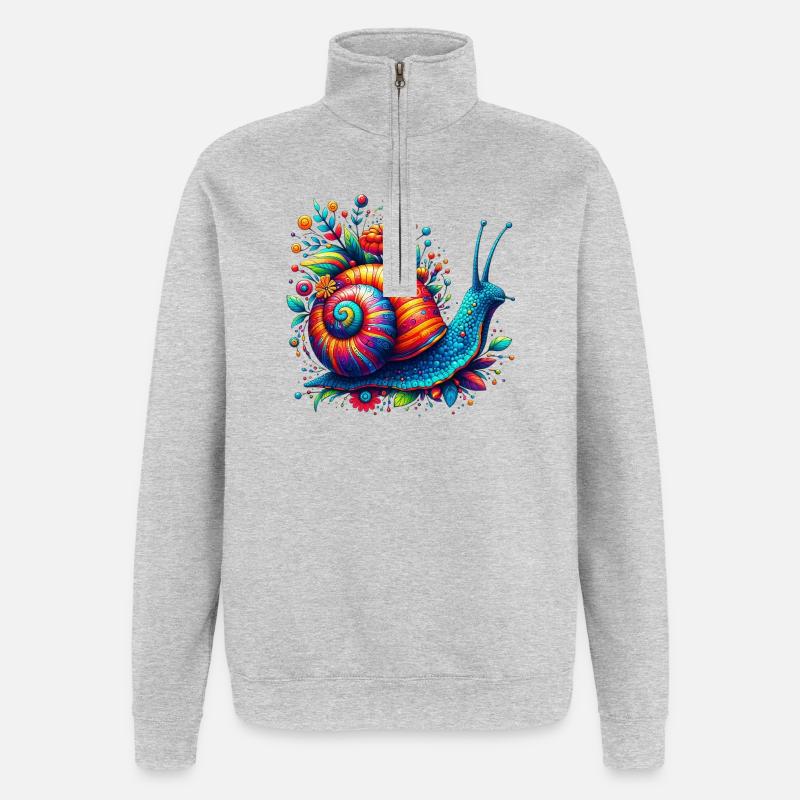 Escargot - Sweat à zip 1/4 - gris chiné