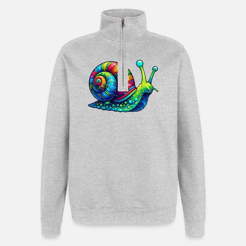 Escargot - Sweat à zip 1/4 - gris chiné