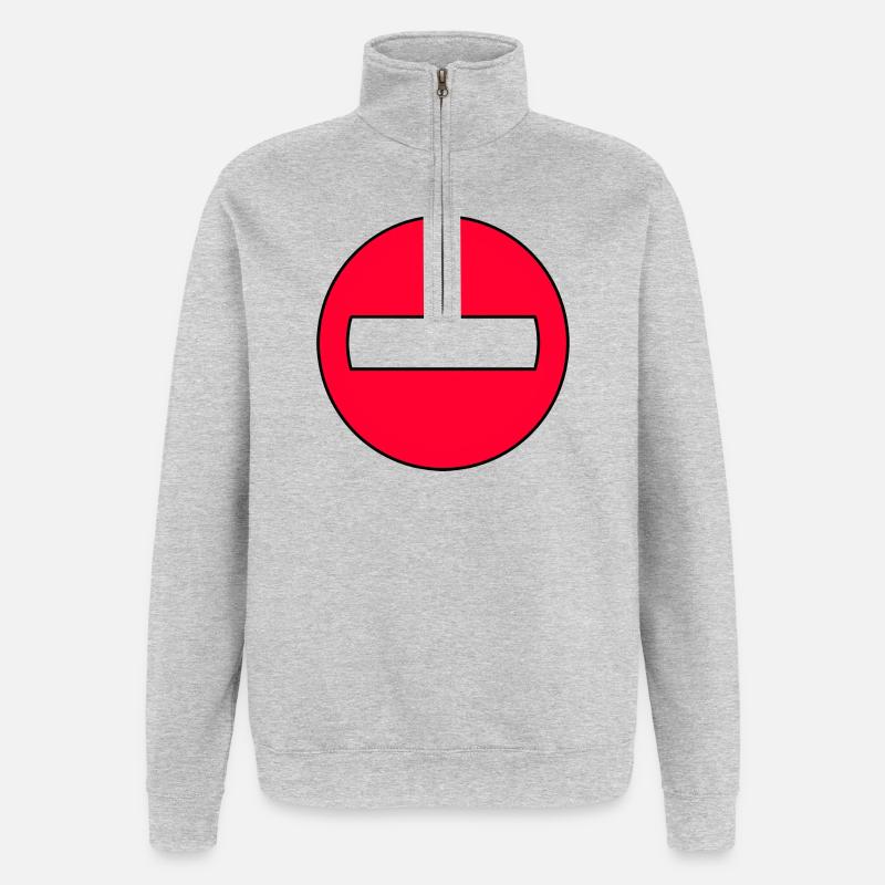 Icône Pas de Passage Rouge - Sweat à zip 1/4 - gris chiné