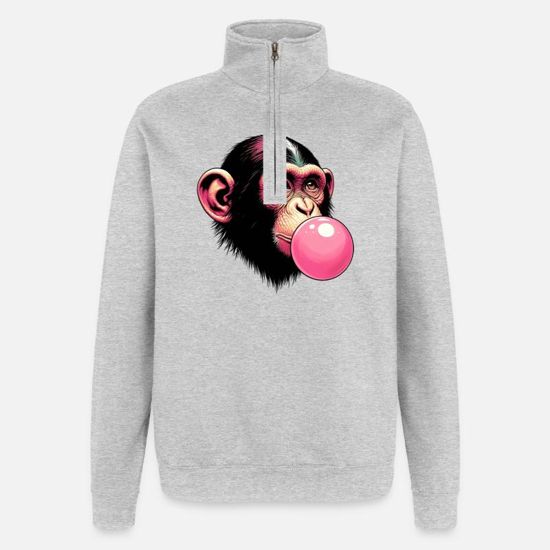 Monkey - Quarter-Zip Sweatshirt - heather grey