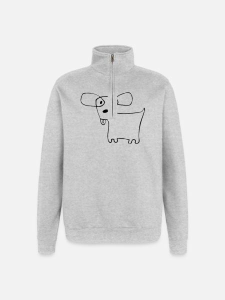 02 Doggie Shorts - Quarter-Zip Sweatshirt - heather grey