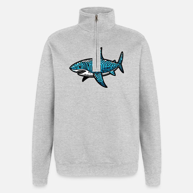 Requin - Sweat à zip 1/4 - gris chiné