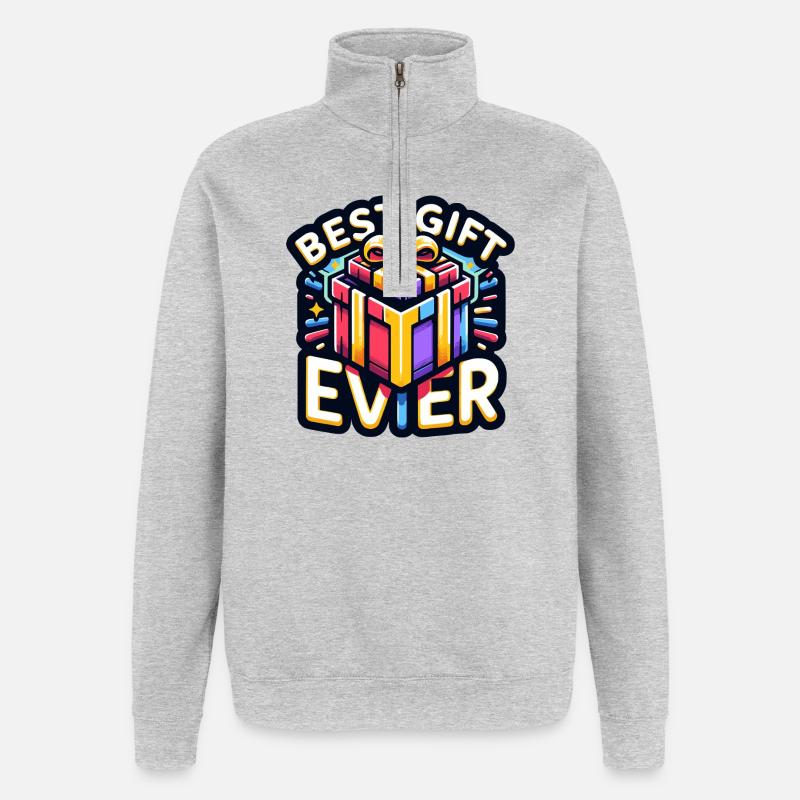 Best Gift Ever - Witzige Geschenkidee - Quarter-Zip-Sweatshirt - Grau meliert