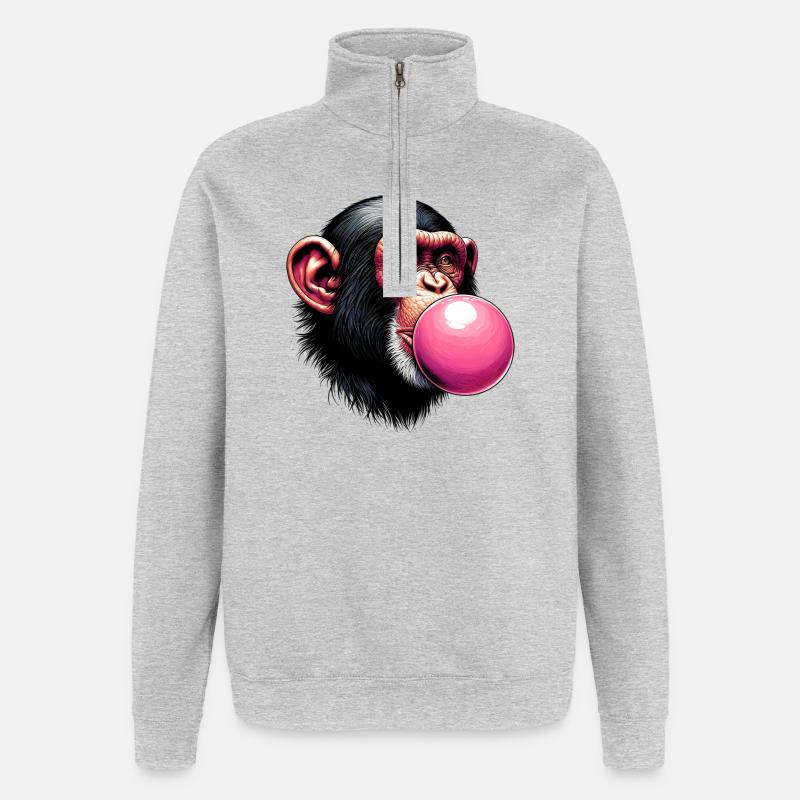 Monkey - Quarter-Zip Sweatshirt - heather grey