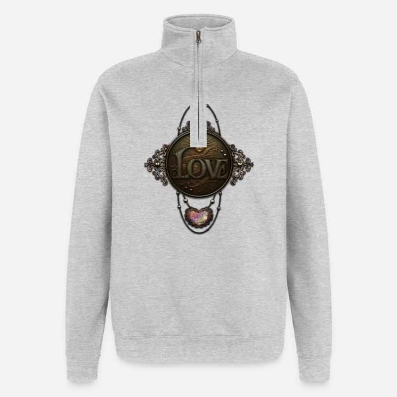 Das Emblem der Liebe. - Quarter-Zip-Sweatshirt - Grau meliert
