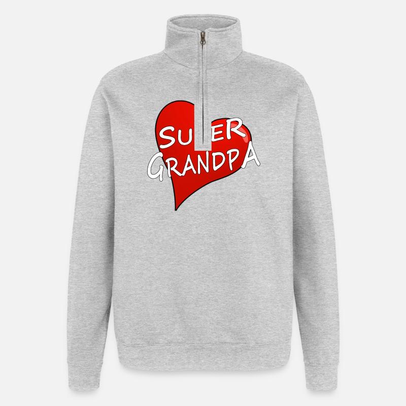 SUPER PAPI - Sweat à zip 1/4 - gris chiné