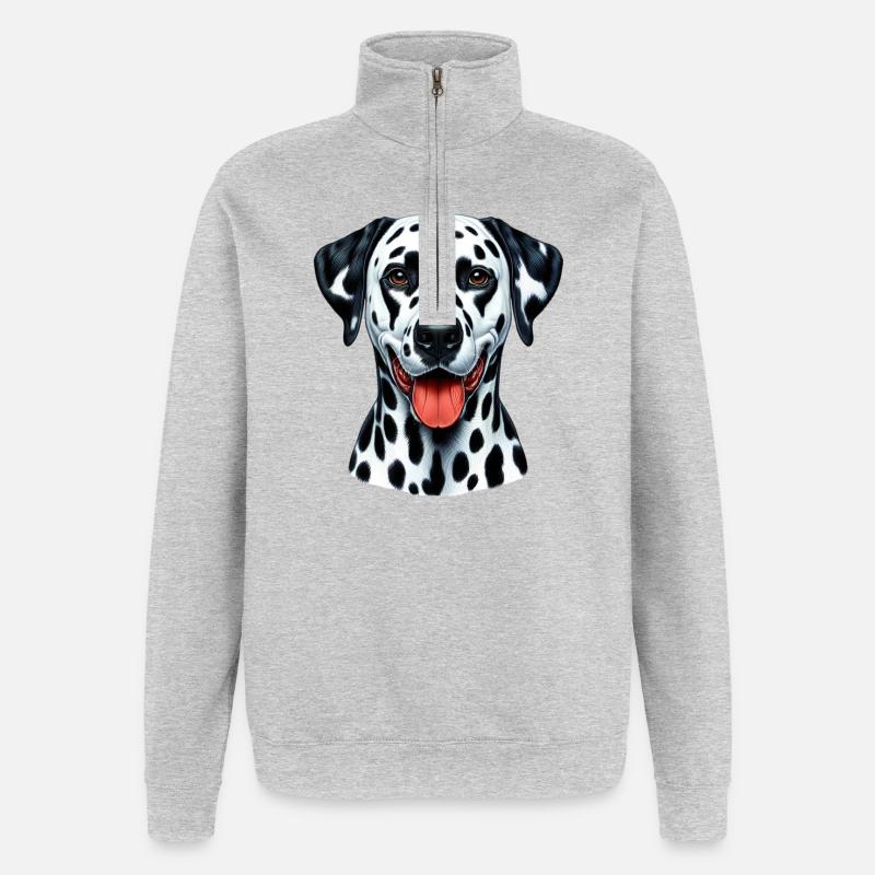 Dalmatinerhund - Sweatshirt med 1/4 lynlås - grå meleret