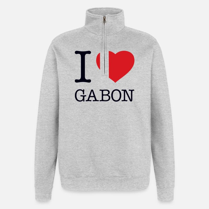 J’ADORE LE GABON - Sweat à zip 1/4 - gris chiné