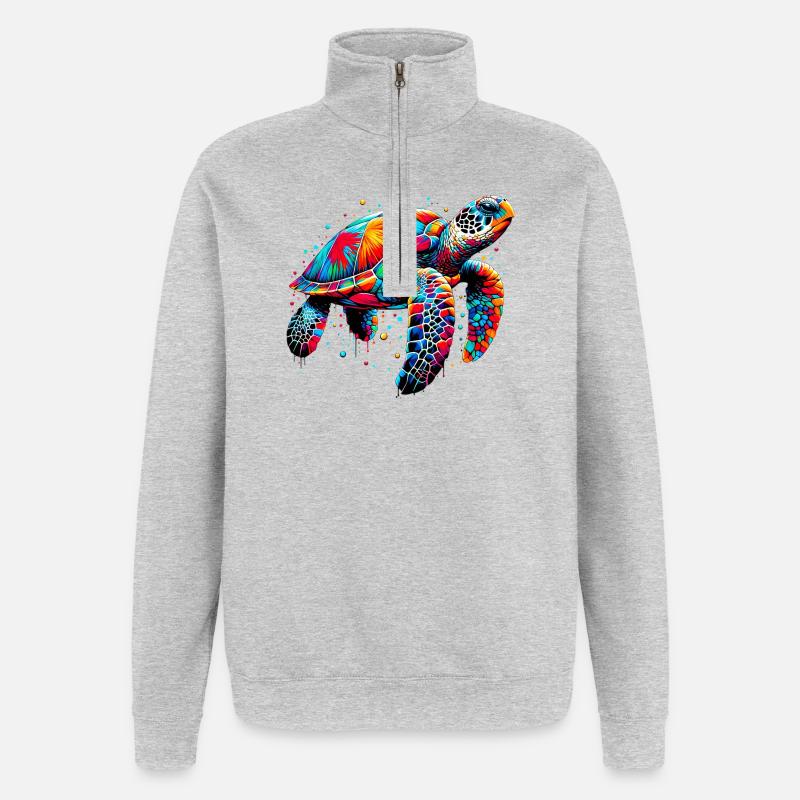 Schildkröte - Quarter-Zip-Sweatshirt - Grau meliert